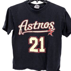 Houston Astros Andy Pettitte 21 MLB Graphic T-Shirt CSA Kids Black‎ Short Sleeve